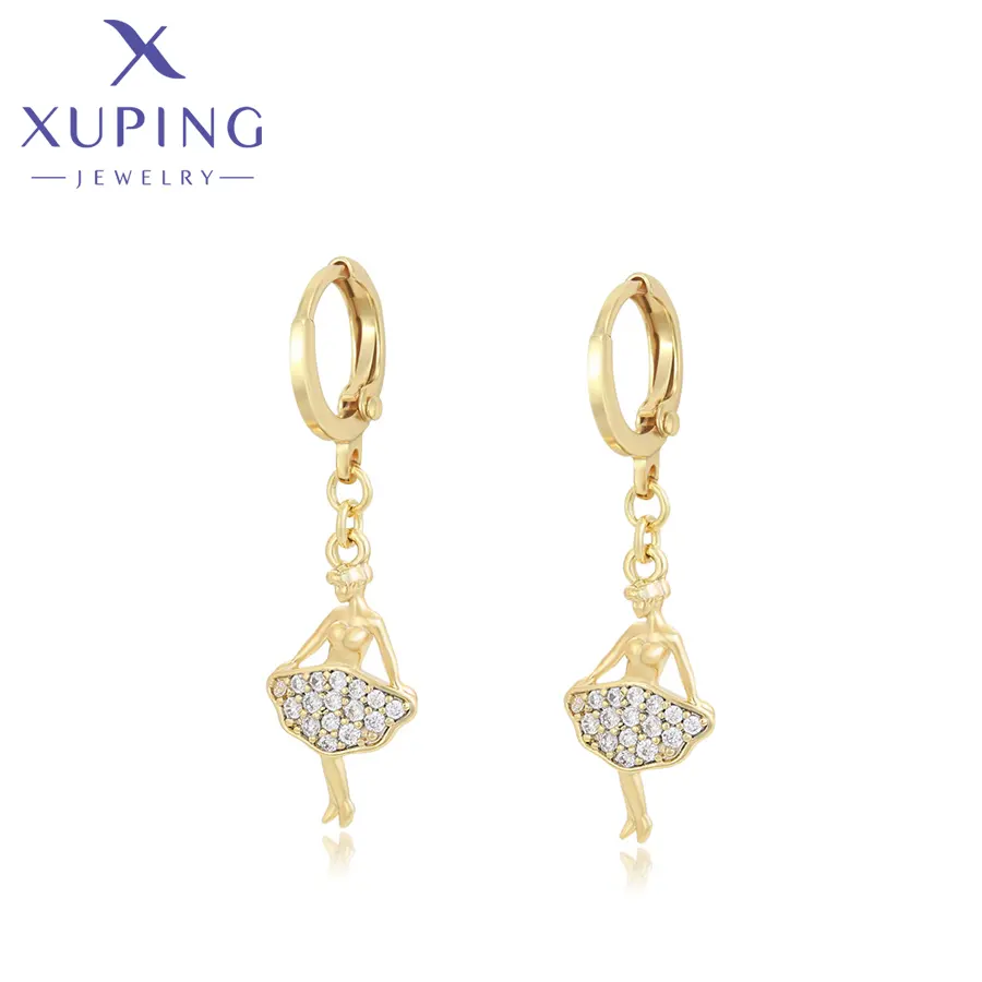 Xuping anting-anting wanita warna emas 14K, perhiasan anting-anting menjuntai trendi bergaya Vintage, anting-anting sederhana modis berlian istimewa