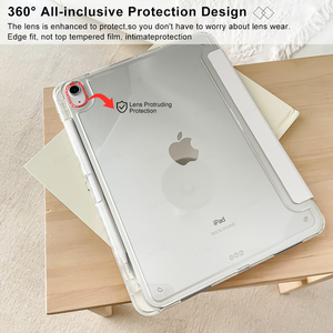 Étui fin de haute qualité pour tablette <span class=keywords><strong>iPad</strong></span> 9e/8e/7e génération 2022/2020/2019 10,2'' Coque rigide transparente en PC avec support pour stylet - Product Image 4