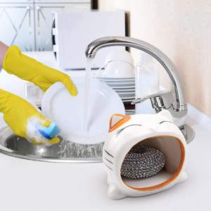 Chat mignon céramique <span class=keywords><strong>cuisine</strong></span> évier Caddy éponge support Kawaii dessin animé <span class=keywords><strong>cuisine</strong></span> plat éponge organisateur adapté aux accessoires <span class=keywords><strong>de</strong></span> <span class=keywords><strong>cuisine</strong></span> - Product Image 4