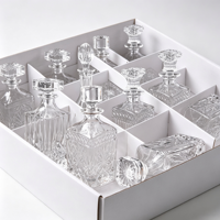 Ensemble de carafes à liqueur en verre gravé, bouteilles carrées et rondes transparentes pour whisky, brandy, bar à domicile, cadeau