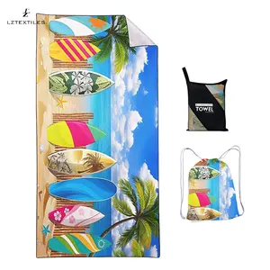 Microfiber Double Side Printed Beach Towel Wholesale Custom Logo Sand Free Lightweight Quick Dry With Bag Summer Beach Towel