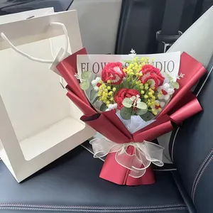 Neue kreative Geschenke Produkt handgefertigt Strick großes Blumenstrauß Wolle Baumwolle Häkeln Blumen für Hochzeit Geburtstag Geschenke