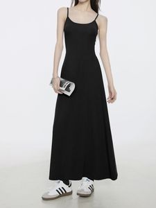 Vestido de verano negro que combina con todo para mujer, Sexy, ajustado, informal, largo, Maxi, natural, para la vida diaria, ropa interior, mezcla de tela, patrón sólido - Product Image 3