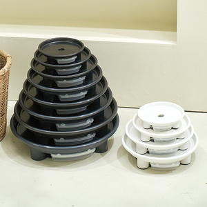 Mini soucoupe noire circulaire n°1 pour plantes, double couche, avec réservoir d'eau profond, en PP robuste, pour pot de fleurs intérieur/extérieur - Product Image 4