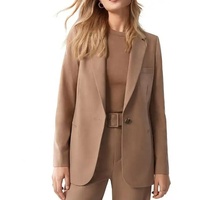 À la mode dame bureau manteau ensemble costumes rationaliser Slim Fit à manches longues dames formel marron Blazer pour adolescente femmes dames