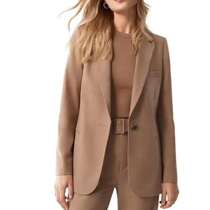 À la mode dame bureau manteau ensemble costumes rationaliser Slim Fit à manches longues dames formel marron <span class=keywords><strong>Blazer</strong></span> pour adolescente femmes dames - Product Image 3