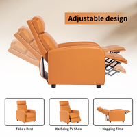 Fauteuil inclinable individuel VANBOW en similicuir respirant orange, réglable manuellement, avec dossier rabattable