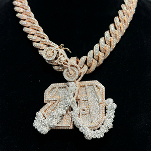 Diamante Cultivado en Laboratorio, Plata de Ley 925, Letra Geométrica en Bloque, Joyería de Lujo para Hombre, Estilo Hip Hop, Moda Urbana Atrevida, Estilo Premium - Product Image 1