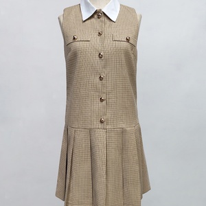 Wholesale Customized OEM ODM High Quality Women's <b>Dresses</b> New Casual Commuter Solid Color Plaid Lapel Sleeveless <b>Dresses</b> - Product Image 4