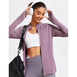 FOXA Women's Full Zip Athletic <b>Jacket</b> <b>Lightweight</b> Quick Dry <b>Running</b> Wear Slim Fit Thumb Holes Spring Sport Coat - Product Image 5