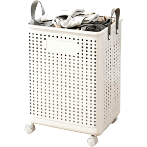 Cesto de Ropa Sucia Plegable de Plástico de 50L/60L, para Ropa y Ropa de Cama, Personalizable, Ecológico, Diseño Moderno para Baño - Product Image 1
