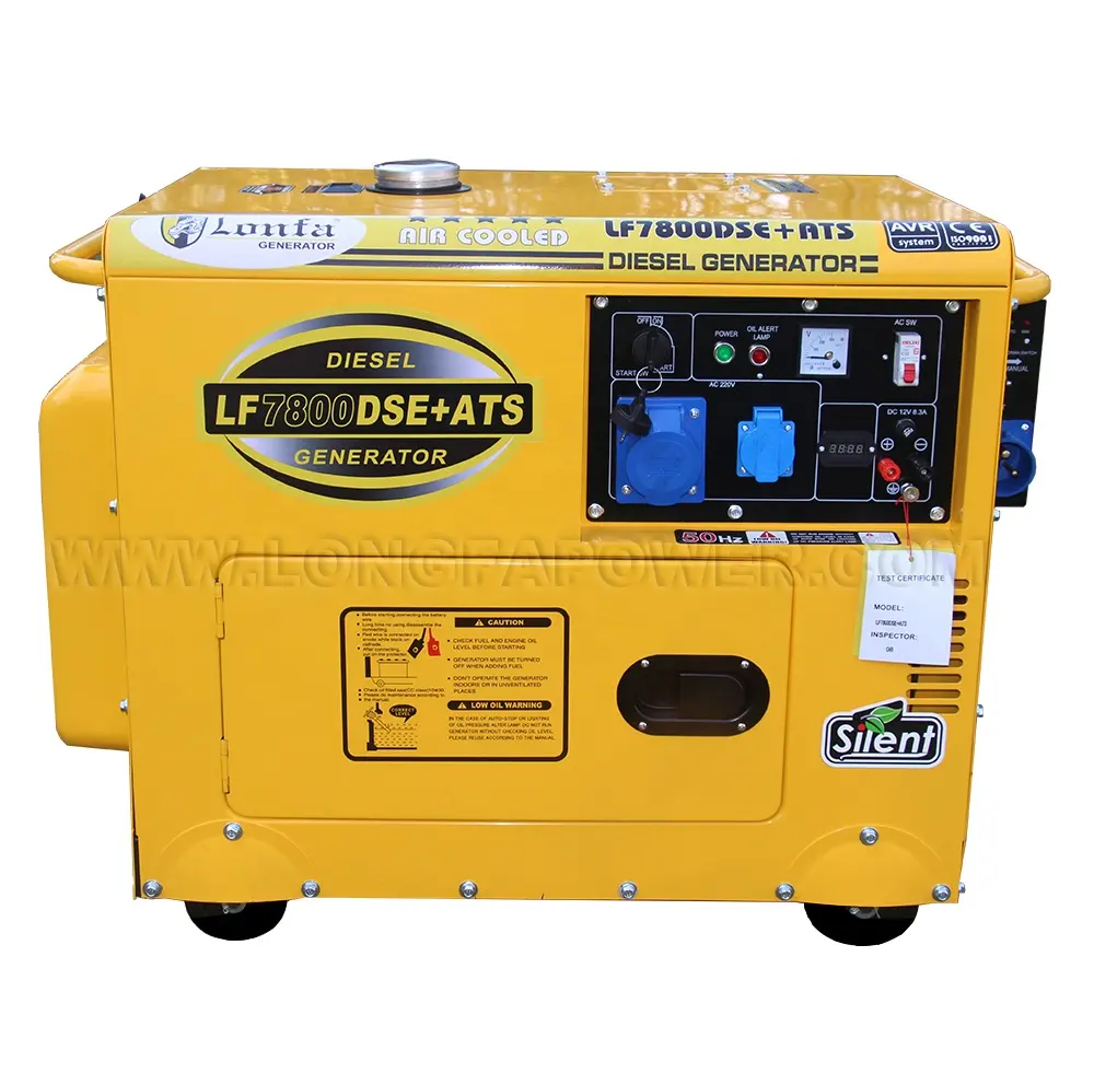 LONFA 1 phase Silent domestic Diesel Generator 7KVA South Africa