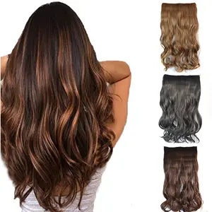 High quality 5 Clip In one piece hair Extensions Synthetic Long Wavy Hair Extensions 3/4 full head 1 Piece Hair piece