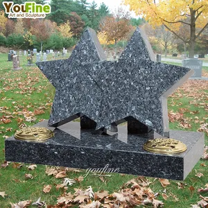 Yeni tasarım açık Modern doğal gri granit çift yıldız çocuk mezar taşı