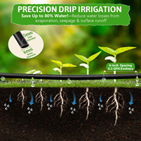 Kit complet d'irrigation goutte à goutte pour jardin, système d'irrigation micro 100FT, tubes de 1/4 ", connecteurs de tuyaux de 1/2 ", économie d'eau, installation facile