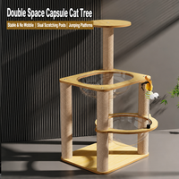 Structure d'escalade et lit pour chat, design moderne, luxueux et classique, écologique, avec capsule spatiale spacieuse combinée, pour plusieurs chats, en panneau de densité et colonne en corde