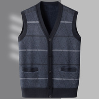 Rompi Kardigan Rajut Pria Ringan Termal Kasual Slim Fit Kancing Depan Tanpa Lengan Sweater Rajut Pria