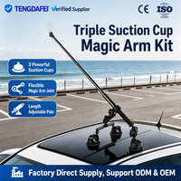 Kit de bras magique à triple ventouse - Support en alliage d'aluminium flexible et robuste à dégagement rapide de haute qualité pour caméra d'action Insta360