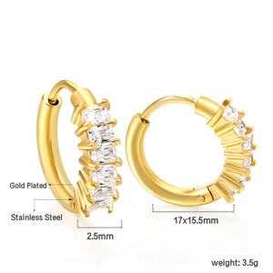 Wholesale Minimalist 18K Gold Plated Stainless Steel Water Drop Flower Zircon Trendy <b>Charm</b> <b>Hoop</b> <b>Earrings</b> Jewelry <b>for</b> Women - Product Image 2