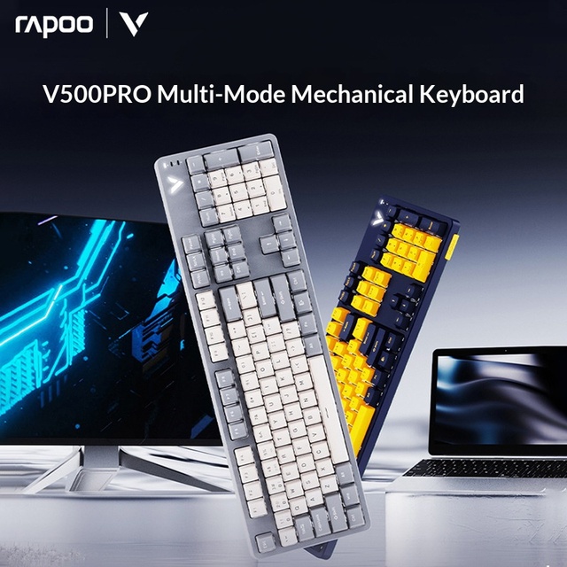 Rapoo V500PRO 104 Key Multi Mode Wireless Mechanical Keyboard BT 5.0 2.4G 4000mAh RGB for PC Gaming Office