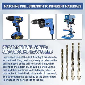 Mũi khoan răng cưa Bốn khe chất lượng cao, làm bằng cacbua vonfram, thích hợp để mở lỗ trên kính, gạch và sứ - Product Image 5