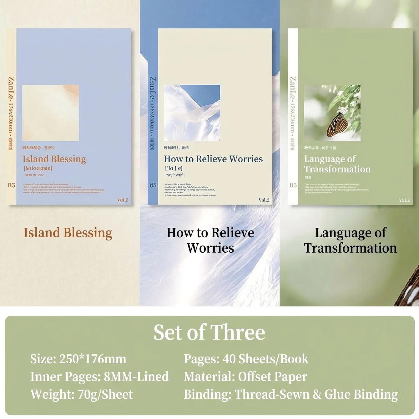 Juego de tres piezas verde