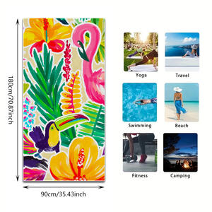 Toalla de playa con diseño de flamencos y flores tropicales, extragrande, de secado rápido, ligera, sin arena, para viajes, piscina, camping - Product Image 6