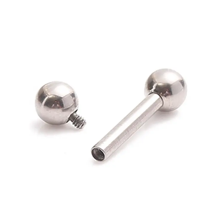 14G ASTM F136 Grado de implante Titanio Roscado interno Lengua Barbell Lengua Anillo Piercing de titanio Joyería