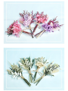 <span class=keywords><strong>Mini</strong></span> bouquet de fleurs séchées naturelles DIY : roses, gypsophile, tiges de blé, boîte cadeau vintage, décoration de carte - Product Image 4