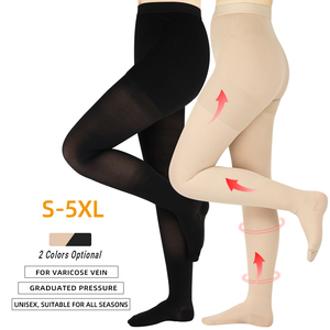 Collants de compression graduée médicaux noirs et beiges pour la circulation sanguine. - Product Image 3