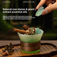 Diffuseur d'encens sans flamme vert en pierre, coffret cadeau en cristaux naturels avec parfum longue durée pour la maison