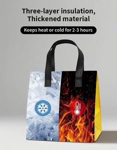 Sac isotherme portable personnalisé en non-tissé, écologique, recyclable, uni, imprimé avec logo couleur personnalisé pour usage alimentaire - Product Image 5