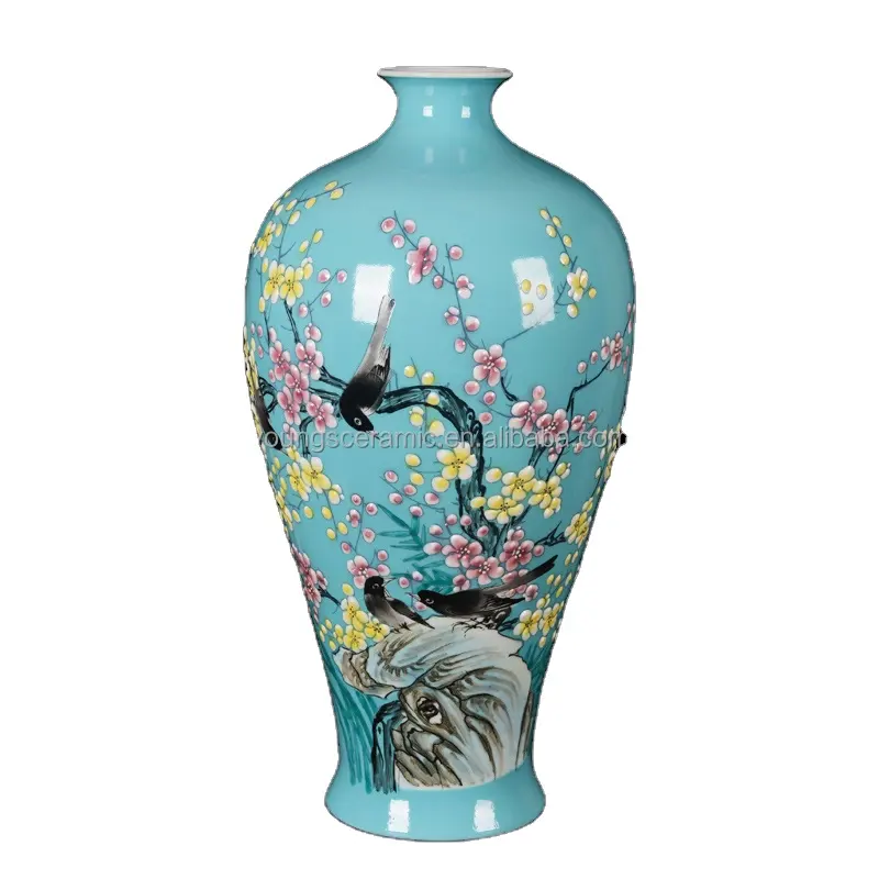 Floreros de porcelana de cerámica pintados a mano Vivid Jingdezhen
