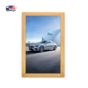 21.5 inch photo wood frame download pictures auto display wall picture frame wifi NFT Art Video Brand advertising