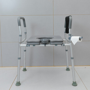 Aluminum Alloy Toilet Seat Riser Widened Bathroom Seat For Elderly And Pregnant Women With <b>Backrest</b> And Armrests - Product Image 2