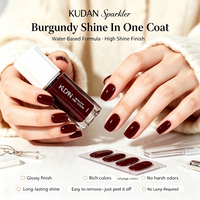 Vernis à ongles KUDAN rouge vin, sans expérience nécessaire, brillant, à base d'eau, facile à retirer, sans lampe, manucure rapide, non toxique, certifié UE, approvisionnement en gros