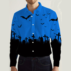 Camicia da uomo <span class=keywords><strong>a</strong></span> maniche lunghe <span class=keywords><strong>con</strong></span> stampa <span class=keywords><strong>pipistrello</strong></span> cimitero per Halloween 2026 - Top casual gotico <span class=keywords><strong>con</strong></span> bottoni per feste <span class=keywords><strong>a</strong></span> tema - Product Image 2