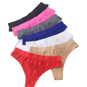 New Style Women's Nylon Thongs Panties Mesh Love Sexy Brief Underwear Low Rise Ladies Pure Color T Pants Intimates Fit for 65Kg