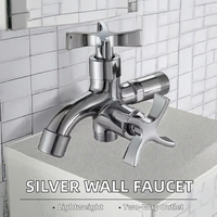Robinet mural en alliage de zinc pour salle de bain, double sortie, douche bidirectionnelle pour machine à laver et bassin de lavage, design moderne