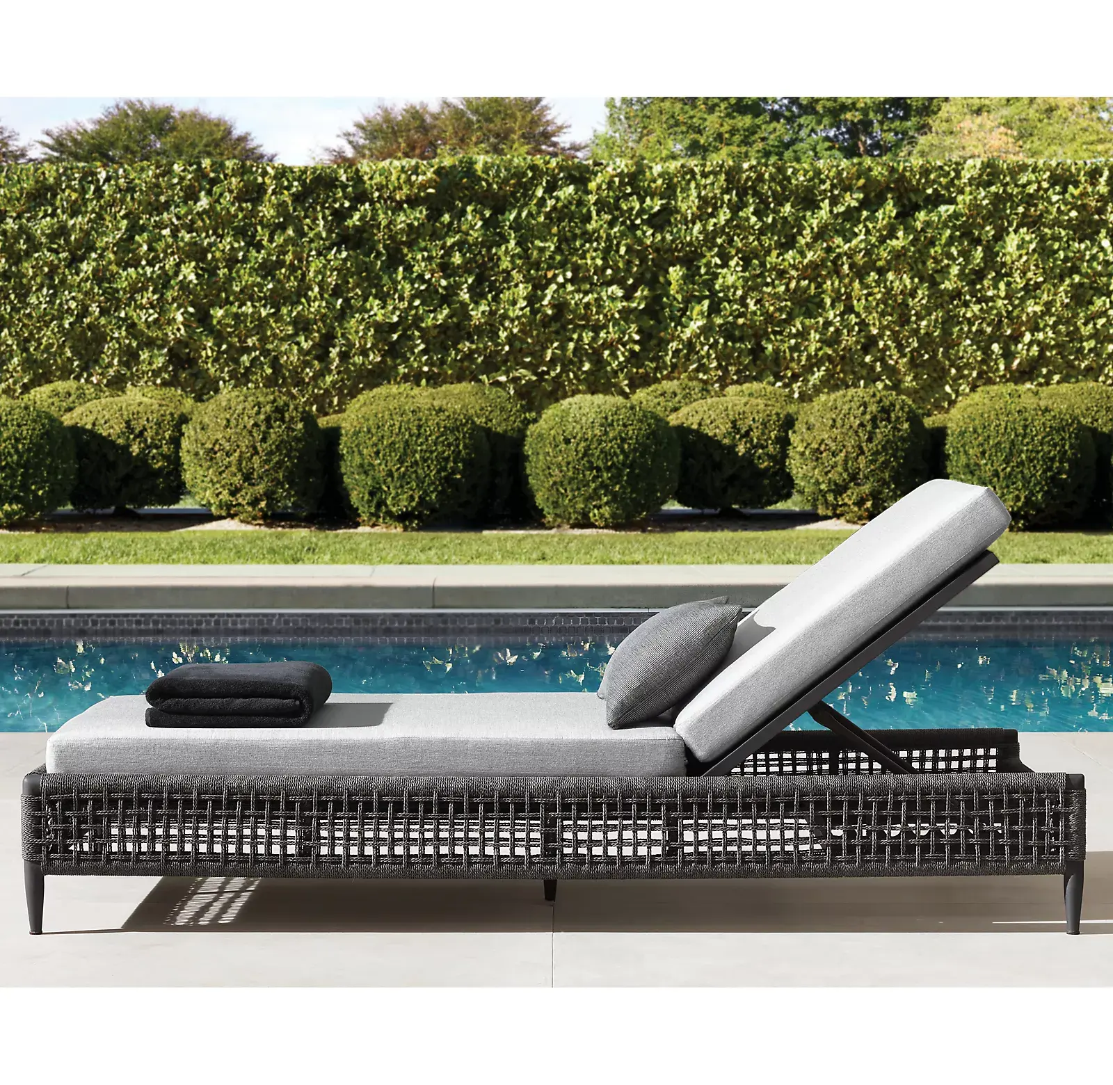 Hochwertige Outdoor-Aluminium-Sonnen liege Terrasse Rattan Chaiselongue Verkauf für Garten und Pool