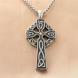 Men's Stainless Steel <b>Cross</b> Pendant Necklace Geometric Hollow Design Punk Retro Style - Product Image 1