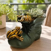 Pot de fleurs en céramique en forme de botte verte vintage, écologique et multifonctionnel pour plantes succulentes, idéal pour balcon, terrasse, bureau
