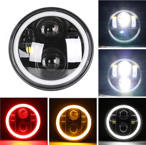 Phare LED rond de 5.75 pouces avec feux de croisement et clignotants ambrés Anneau complet Angel Eye LED Conversion de moto - Product Image 2