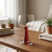 Verre à vin à pied rouge en cristal français vintage, à nervures spirales, pour champagne