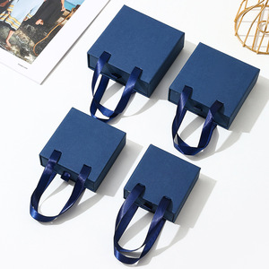 Fashion Jewelry <b>Boxes</b> Custom Logo Earring Ring Necklace Packaging Drawstring <b>Paper</b> <b>Boxes</b> with Ribbon Handle - Product Image 6