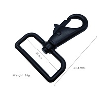 Mousqueton pivotant de luxe en alliage de zinc noir de 38 mm avec boucle de sangle, pivotant à 360 degrés, antirouille, écologique et robuste