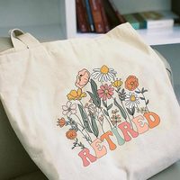 BULANGFA Sac fourre-tout en toile pour femme, motif floral, forme rectangulaire, prêt pour les voyages, Cadeau de retraite, « Pas de problème pour moi maintenant »