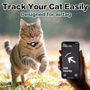 Polyester Spot Toepasbare Huisdier Airtag Kat Kraag Anti-Verlies Positionering Tracking Kitten Reflecterende Bell Gesp Sluiting Nekring - Product Image 3