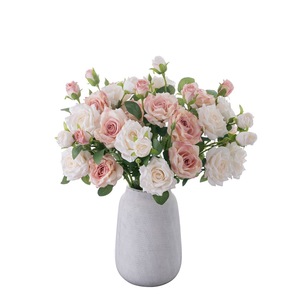 High Quantity 3 Head Roses Single Cloth Material <strong>Simulation</strong> Rose Silk Flower for Wedding Event Decor - Product Image 2
