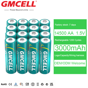 Batería Recargable de Iones de Litio GMCELL 14500 AA de 1.5V y 3000mAh con 1200 Ciclos para Electrónica de Consumo - Product Image 1
